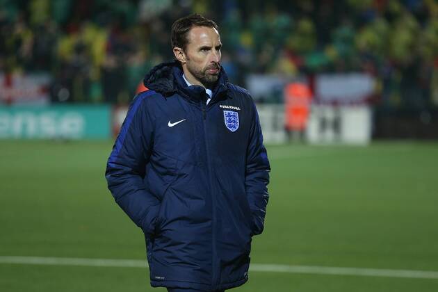 Lithuania v England 2018 FIFA World Cup WM Weltmeisterschaft Fussball Qualifying England Manager Gareth Southgate leaves the pitch at the end of the 2018 FIFA World Cup Qualifying match at LFF Stadium, Vilnius Content Not Available For UK Newspapers Copyright: xPaulxChestertonx FIL-10791-0212
