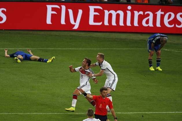 Rio the Janeiro 13 07 2014 World Cup 2014 World Championship Football in Brazil Maracana Stadium World Cup final Germany Argentina Mario Goetze and Others Schuerrle after the 1 0 Germany Argentina