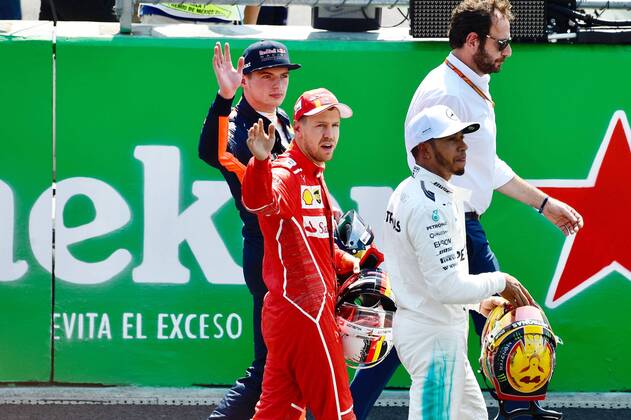 Max Stops NEL 33 Red Bull Racing Sebastian Vettel GER 5 Scuderia Ferrari Lewis Hamilton GB 44 Mercedes AMG Petronas Motorsport Qualifying Motorsport Formula 1 28 10 2017 MEXICO Copyright: xAndre Eibner-Pressefotox EP_JAE
