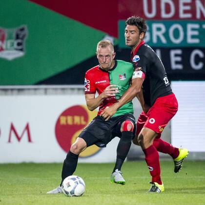 Nijmegen NEC Excelsior Football Eredivsie season 2015 2016 12 08 2015 Stadium the Goffert NEC player Sjoerd Ars L Excelsior player Sander Fischer R NEC Excelsior