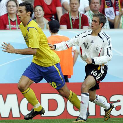 Munich 24 06 2006 1 8 final Germany Sweden 2 0 Zlatan Ibrahimovic and Philipp Lahm Germany Sweden