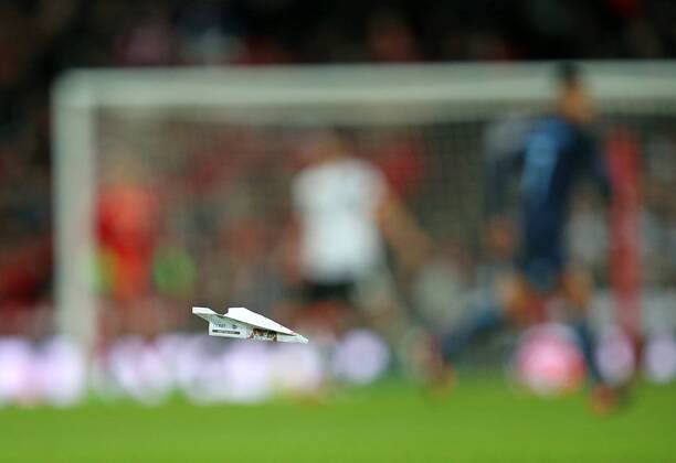 10 11 2017 International Football England Germany at Wembley National Stadium London Paper plane lands on the pitch