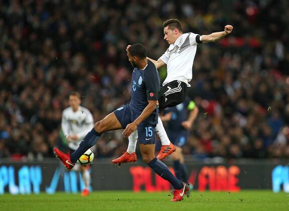 10 11 2017 International Team England England at Wembley National Stadium London v Joe Gomez England against Julian Draxler Germany