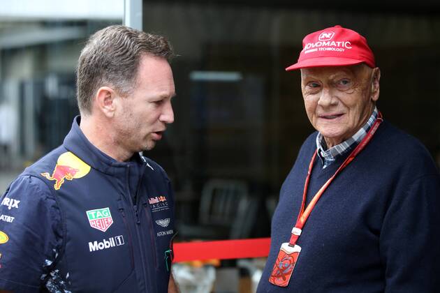 11.11.2017 - Christian Horner (GBR), Red Bull Racing, Sporting Director and Nikki Lauda (AU), Mercedes Brazilian Grand Prix, Sao Paulo, Interlagos 9 - 12 November 2017 11.11.2017 - Christian Horner (GBR), Red Bull Racing, Sporting Director and Nikki Lauda (AU), Mercedes 