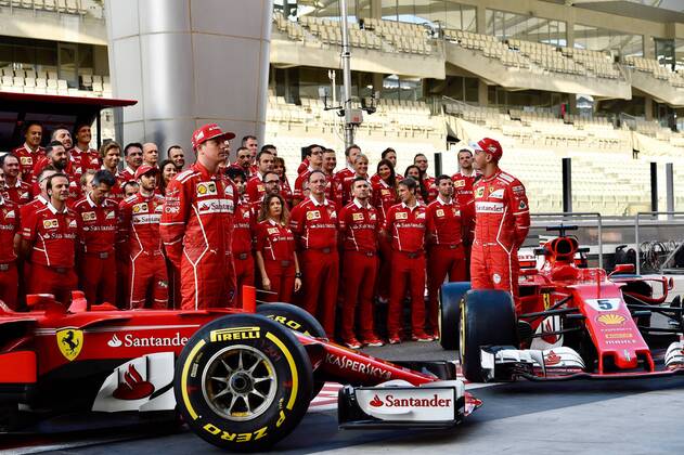 Sebastian Vettel GER 5 Scuderia Ferrari Kimi Raikkonen FIN 7 Scuderia Ferrari Grand Prix of ABU DHABI 2017 Preparations Motorsport Formula 1 23 11 2017 ABU DHABI Copyright: xAndre Eibner-Pressefotox EP_JAE