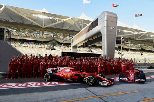 Sebastian Vettel GER 5 Scuderia Ferrari Kimi Raikkonen FIN 7 Scuderia Ferrari Grand Prix of ABU DHABI 2017 Preparations Motorsport Formula 1 23 11 2017 ABU DHABI Copyright: xAndre Eibner-Pressefotox EP_JAE