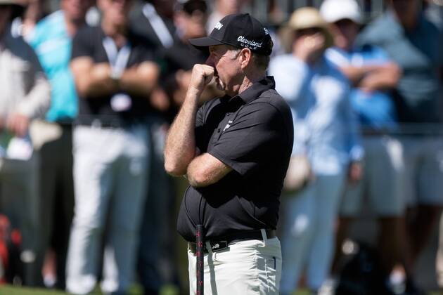 SYDNEY, AUSTRALIA - NOVEMBER 23: Rod Pampling (AUS) at Round 1 of the 102nd Australian Open Golf Championship on November 23, 2017 at The Australian Golf Club in Sydney, Australia. (Photo by Steven Markham Icon Sportswire) GOLF: NOV 23 The Emirates Australian Open Golf Championship - First Round Icon1711230066 EDITORIAL USE ONLY