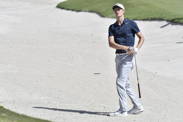26th November 2017, The Australian Golf Club, Sydney, Australia; Emirates Australian Open Golf, final round; Winner Cameron Davis (AUS) watches his bunker shot  ActionPlus11956396