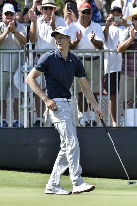 26th November 2017, The Australian Golf Club, Sydney, Australia; Emirates Australian Open Golf, final round; Cameron Davis (AUS) is delighted with his final winning putt on the 18th hole  ActionPlus11956398