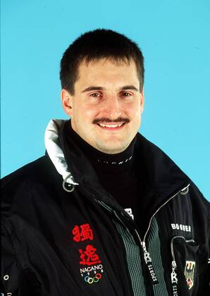 Georg Hackl Luge Olympic Games 1998 in Nagano 08 02 1998 Most successful German sledger Portrait smiling Nagano Japan