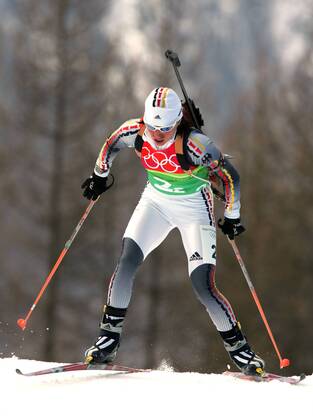 Biathlon women s relay silver medal Olympic Games 2006 was taken in San Sicario on 23 02 2006 Andrea Henkel action San Sicario, Italy