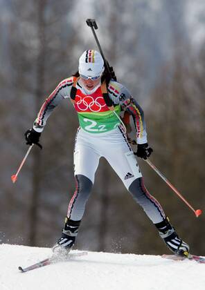 Biathlon women s relay silver medal Olympic Games 2006 was taken in San Sicario on 23 02 2006 Andrea Henkel action San Sicario, Italy