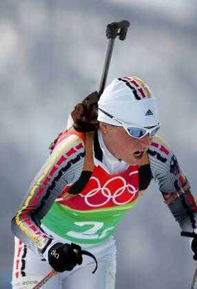 Biathlon women s relay silver medal Olympic Games 2006 was taken in San Sicario on 23 02 2006 Andrea Henkel action San Sicario, Italy