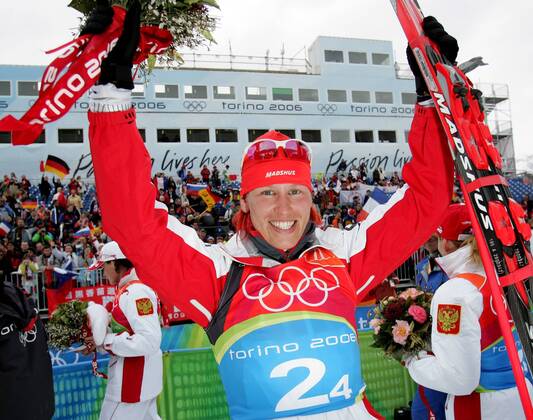 Biathlon women s relay silver medal Olympic Games 2006 was taken in San Sicario on 23 02 2006 Kati Wilhelm Jubilee San Sicario, Italy