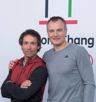 LR Peter SCHLIECKENRIEDER ARD cross-country skiing expert and Sven FISCHER ZDF biathlon expert ARD ZDF Olympic and Paralympic Games press conference in Berlin Germany on 12 12 2017 Â