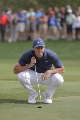 HSBC Abu Dhabi Golf Championship Day Four Rory McIlroy lines up a putt on Day Four of the HSBC Abu Dhabi Golf Championship at Abu Dhabi Golf Club, UAE. Content Not Available For UK Newspapers Copyright: xNickxWhitworthx FIL-11242-0004