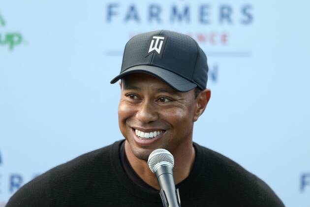 January 25, 2018 - San Diego, California, United States - Tiger Woods speaks to the media after the first round of the 2018 Farmers Insurance Open at Torrey Pines GC. PGA Golf Herren 2018: Farmers Insurance Open - Round 1 - ZUMAw109 20180125_zap_w109_079 Copyright: xDebbyxWongx