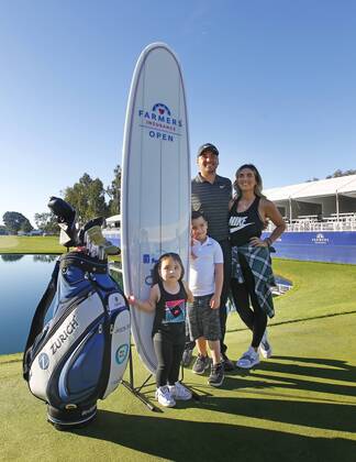 January 29, 2018 - San Diego, CA, USA - Jason Day, shown with his daughter Lucy, son Dash, and wife Ellie, won the Farmers Insurance Open at the Torrey Pines Golf Course on January 29, 2018. Day beat Alex Noren in a playoff. Farmers Insurance Open Playoff - ZUMAs44_ 81732917st Copyright: xK.C.xAlfredx