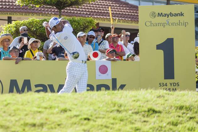 February 4, 2018 - Shah Alam, Kuala Lumpur, Malaysia - Hideta Tanihara is seen taking a shot from hole 1 at the last day of Maybank Championship 2018..The Maybank Championship 2018 golf event is being hosted on 1st to 4th February at Saujana Golf & Country Club. KL: Maybank championship last day - ZUMAs197 81794735st Copyright: xFarisxHadziqx xSopaxImagesx