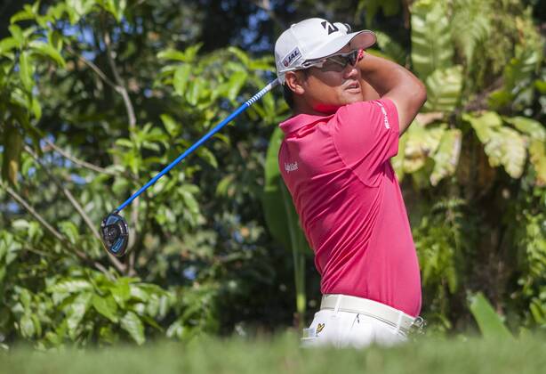 February 4, 2018 - Shah Alam, Kuala Lumpur, Malaysia - Yusaku Miyazato is seen taking a shot from hole 6 at the last day of Maybank Championship 2018...The Maybank Championship 2018 golf event is being hosted on 1st to 4th February at Saujana Golf & Country Club. KL: Maybank championship last day - ZUMAs197 81794753st Copyright: xFarisxHadziqx xSopaxImagesx
