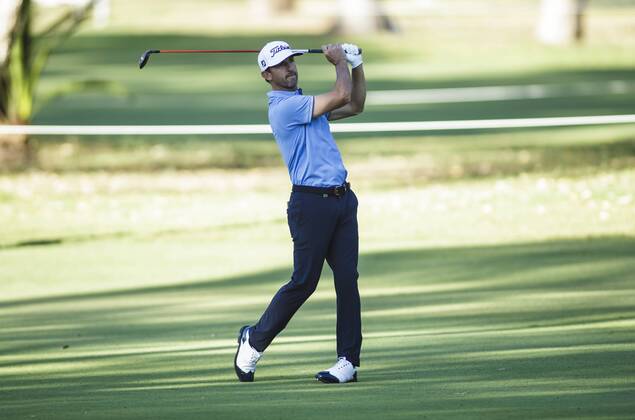 9th February 2018, Lake Karrinyup Country Club, Karrinyup, Australia; ISPS HANDA World Super 6 Perth golf, second round; Wade Ormsby (AUS SA) plays a fairway shot  ActionPlus11983376
