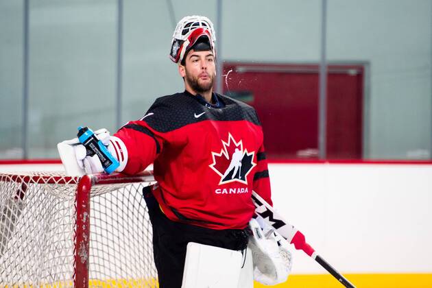 180212 Goaltender Kevin Poulin of Canada during the Men s Ice Hockey International Friendly match between Australia and Canada during day three of the 2018 Winter Olympics on February 12 2018 in Incheon Photo Petter Arvidson BILDBYR N code PA 91961  Copyright: PETTERxARVIDSON BB180212PA081