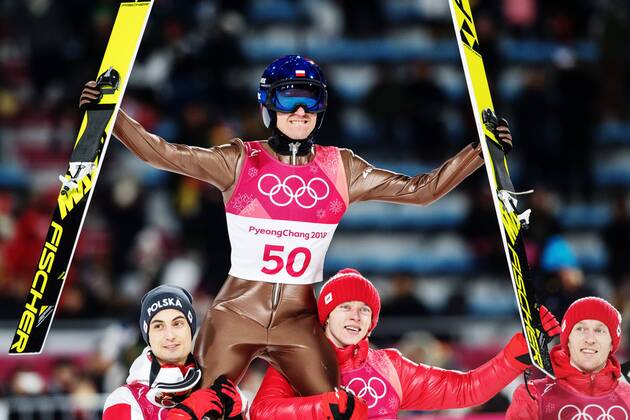 180217 Kamil Stoch of Poland celebrates after jumping into the men s large hill individual final during day eight of the 2018 Winter Olympics on February 17 2018 in Pyeongchang Photo Carl Sandin BILDBYRAN code CS 57999 303  Copyright: CARLxSANDIN BB180217CS117