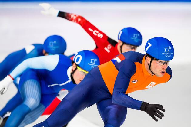 180224 Sven Kramer of The Netherlands competes in the Mens Speed u200b u200bSkating Mass Start semifinal during day fifteen of the 2018 Winter Olympics on February 24, 2018 in Pyeongchang Photo Jon Olav Nesvold BILDBYR N Code JE 160199  Copyright: JONxOLAVxNESVOLD BB180224JE147