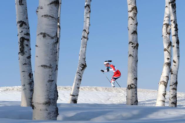 180225 Marit Björgen of Norway competes in Womens Cross Country 30km Mass Start Classic during day sixteen of the 2018 Winter Olympics on February 25, 2018 in Pyeongchang Photo Carl Sandin BILDBYR N Code CS 57999 323  Copyright: CARLxSANDIN BB180225CS061