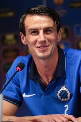 - BRUGGE, BELGIUM: Club s Davy De Fauw pictured during a press conference PK Pressekonferenz of Club Brugge, in Brugge stadium, Wednesday 15 April 2015. Belgian first league soccer team Club Brugge will play tomorrow a first leg quarter final game of Uefa Europa League competition against Ukrainian soccer club Dnipro. BRUNOxFAHY x78559833x