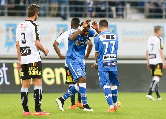 - GENT, BELGIUM: Gent s Renato Neto and Gent s Danijel Milicevic celebrate after scoring during the Jupiler Pro League match between KAA Gent and Sporting Charleroi, Friday 08 May 2015 in Gent, on the seventh day of the Play-off 1. VIRGINIExLEFOUR x80803184x