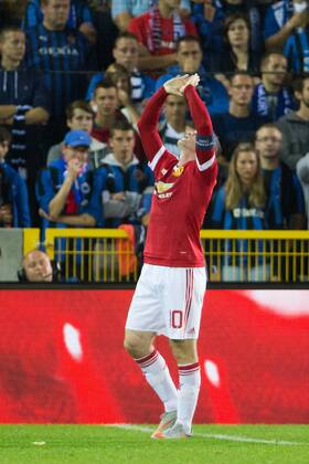 - BRUGGE, BELGIUM: Manchester s Wayne Rooney celebrates after scoring during a soccer game between Belgian first league team Club Brugge KV and British club Manchester United ManU FC in Brugge, Wednesday 26 August 2015, the return game of the play-offs of the UEFA Champions League competition. Manchester United won the first leg 3-1. KURTxDESPLENTER x84638036x