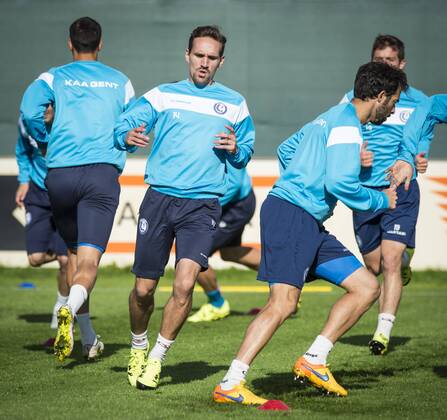 - GENT, BELGIUM: Gent s Sven Kums pictured in action during a training of KAA Gent, in Gent, Tuesday 15 September 2015. Tomorrow Belgian first league soccer team KAA Gent will play the first game in the group stage of the Uefa Champions League competition against French Olympique Lyon. JASPERxJACOBS x85227413x