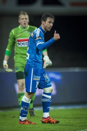 - GENT, BELGIUM: Gent s Brecht Dejaegere reacts during the Jupiler Pro League match between KAA Gent and Westerlo, in Gent, Friday 20 November 2015, on the 16th day of the Belgian soccer championship. JASPERxJACOBS x87571081x