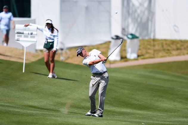 AUSTIN, TX - MARCH 21: Justin Thomas hits a shot from the fairway during the First Round of the WGC-Dell Technologies Match Play on March 21, 2018 at Austin Country Club in Austin, TX. (Photo by Daniel Dunn Icon Sportswire) GOLF: MAR 21 PGA Golf Herren - WGC-Dell Technologies Match Play Icon18032105 EDITORIAL USE ONLY