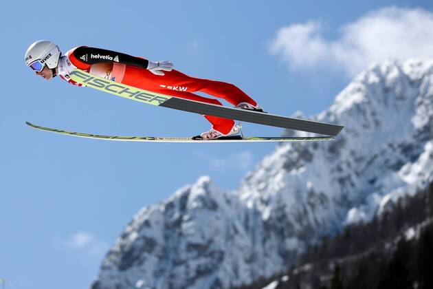 Ski jumping Skispringen Ski nordisch - FIS WC Planica PLANICA,SLOVENIA,24.MAR.18 - NORDIC SKIING, SKI JUMPING, SKI FLYING - FIS World Cup Final. Image shows Simon Ammann (SUI). GEPAxpictures xMaticxKlansek