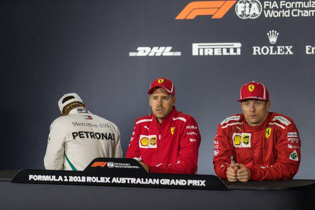 Lewis Hamilton Mercedes AMG Petronas Formula One Team Sebastian Vettel Scuderia Ferrari Kimi Raikkoenen Scuderia Ferrari Grand Prix of Australia 2018 Race Motorsport Formula 1 25 03 2018 Melbourne Copyright: xIllman Eibner-Pressefotox EP_eer