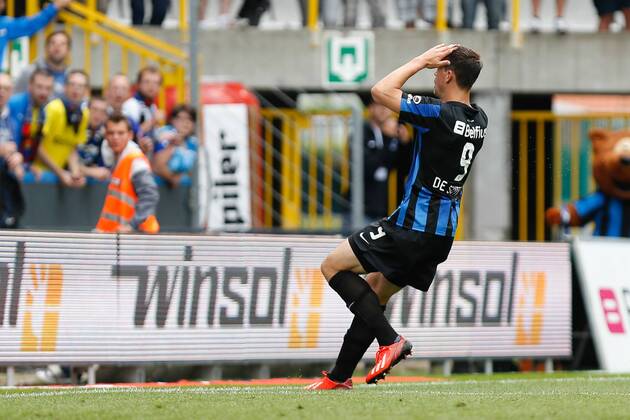 - BRUGGE, BELGIUM: Club s Tom De Sutter reacts during the Jupiler Pro League match between Club Brugge KV and SV Zulte Waregem, in Brugge, Sunday 11 August 2013, on the third day of the Belgian soccer championship. BRUNOxFAHY x45164247x