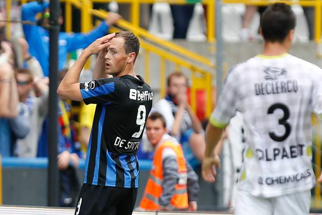 - BRUGGE, BELGIUM: Club s Tom De Sutter reacts during the Jupiler Pro League match between Club Brugge KV and SV Zulte Waregem, in Brugge, Sunday 11 August 2013, on the third day of the Belgian soccer championship. BRUNOxFAHY x45164254x