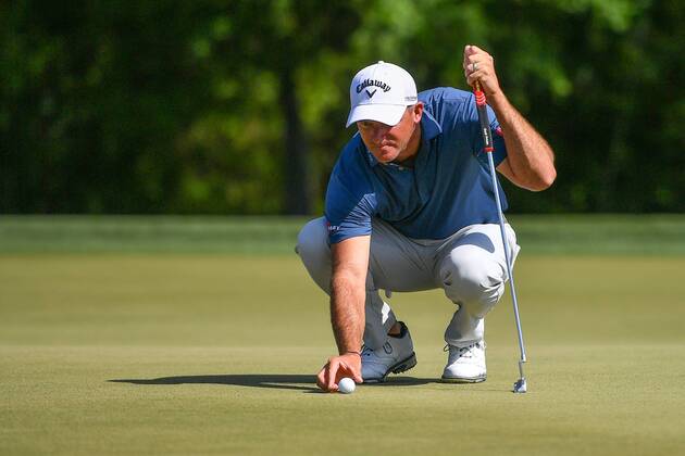 March 31, 2018: Henrik Stenson lines up a putt during the Houston Open at the Golf Club of Houston in Humble, Texas. CSM PGA Golf Herren 2018: Houton Open MAR 31 - ZUMAc04_ 20180331_zaf_c04_003 Copyright: xChrisxBrownx