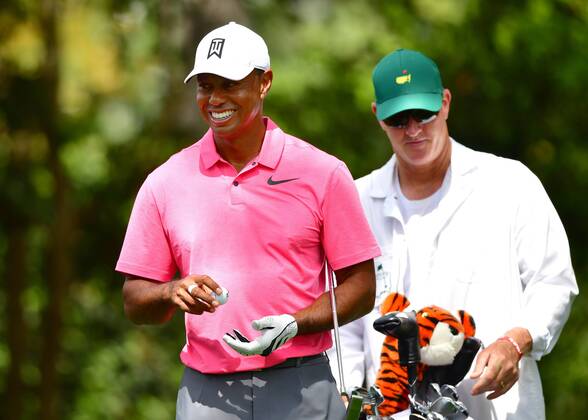 Tiger Woods prepares to hit off the 2nd tee during a practice round before the start of the Masters at Augusta National Golf Club, on April 2, 2018 in Augusta, Georgia.  AUG20180402319 KEVINxDIETSCH