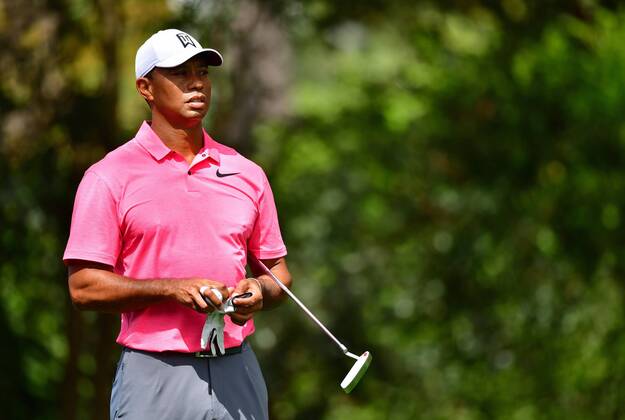 Tiger Woods waits to hit off of the 2nd tee box during a practice round before the start of the Masters at Augusta National Golf Club, on April 2, 2018 in Augusta, Georgia.  AUG20180402320 KEVINxDIETSCH