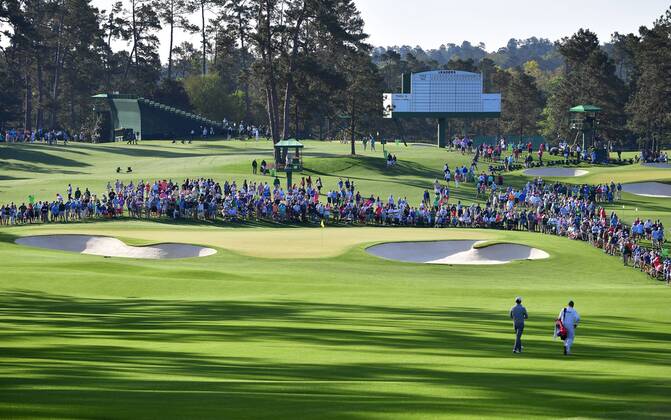 Rory McIlroy walks on the 2nd fairway during a practice round before the start of the Masters at Augusta National Golf Club, on April 2, 2018 in Augusta, Georgia.  AUG20180402337 KEVINxDIETSCH