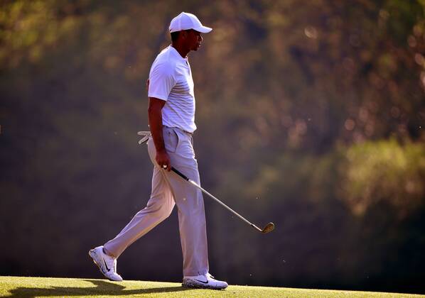 Tiger Woods walks on the 12th fairway during a practice round prior to the Masters golf tournament at the Augusta National Golf Club, on April 3, 2018 in Augusta, Georgia.  AUG20180403312b KEVINxDIETSCH