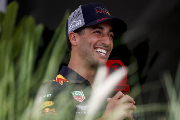 Daniel Ricciardo of Aston Martin Red Bull Racing is seen during preparations of the Bahrain Formula One Grand Prix at the Bahrain International Circuit in Sakhir, Bahrain on 5 April 2018. Copyright: xJamesxGasperottix 19520004