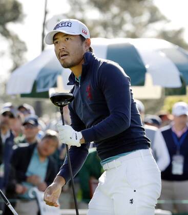 Golf: Kodaira at Masters Satoshi Kodaira of Japan looks on after teeing off on the first hole of the first round of the Masters in Augusta, Georgia, on April 5, 2018. 