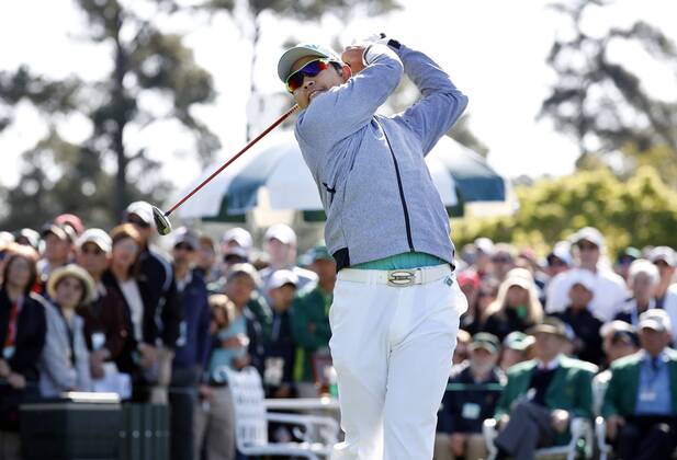 Golf: Masters Tournament 1st round Hideki Matsuyama of Japan tees off during the first round of the Masters Tournament at the Augusta National Golf Club in Georgia on April 5, 2018. 