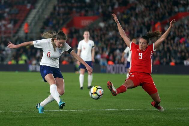 England Women v Wales Women 2019 FIFA Womens World Cup Qualifier Abbie McManus of England has a shot on goal during the 2019 FIFA Womens World Cup Qualifying match at the St Mary s Stadium, Southampton Content Not Available For UK Newspapers Copyright: xPaulxChestertonx FIL-11617-0001