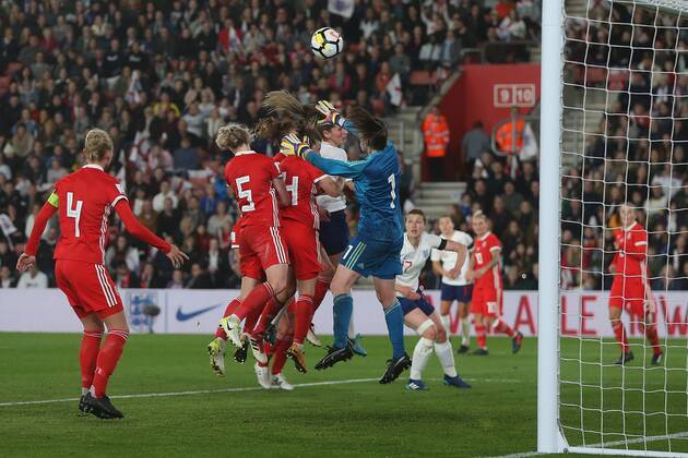 England Women v Wales Women 2019 FIFA Womens World Cup Qualifier Laura O Sullivan of Wales punches clear during the 2019 FIFA Womens World Cup Qualifying match at the St Mary s Stadium, Southampton Content Not Available For UK Newspapers Copyright: xPaulxChestertonx FIL-11617-0009