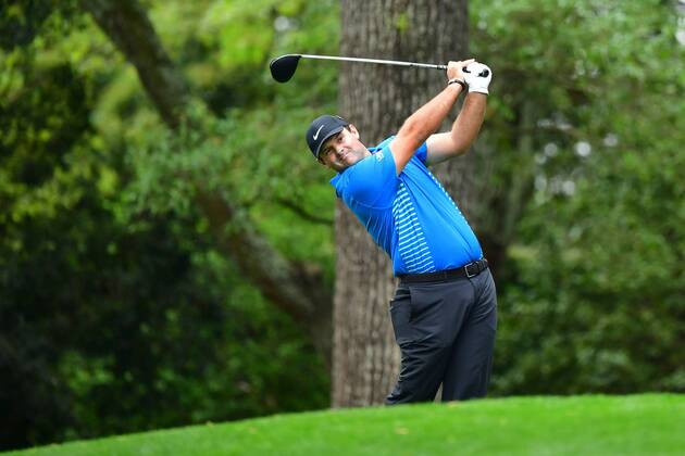 Patrick Reed hits off the 2nd tee during the third round of the 2018 Masters Tournament at the Augusta National Golf Club in Augusta, Georgia, on April 7, 2018.  AUG20180407329 KEVINxDIETSCH